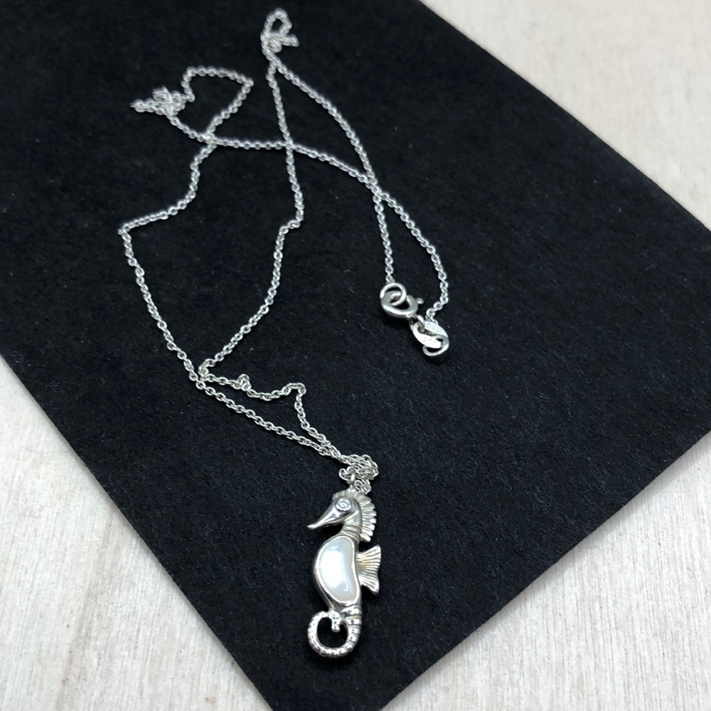 Nvc Nataliya V Collister 925 Sterling Silver Seahorse Mop Pendant Necklace